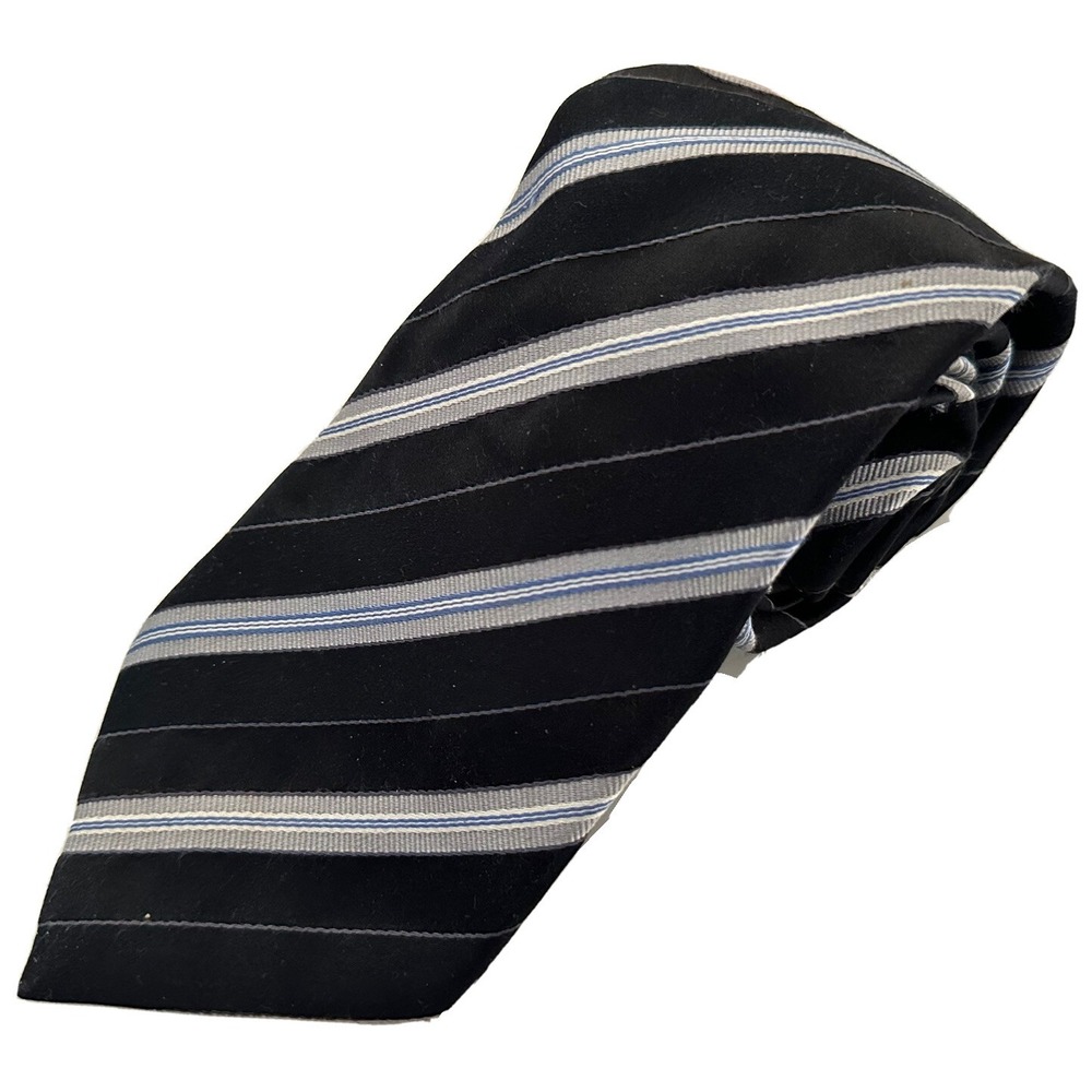 Donald J. Trump Tie Mens Signature Collection Black & Gray Striped 100% Silk Tie